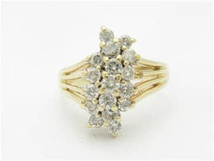 LIV 14k Yellow Gold & Genuine Diamonds Swirl Design Cluster Band Ring Gift