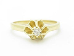 LIV 14k Yellow Gold & Diamond Solitaire Design Round Diamond Band Ring