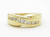 LIV 14k Yellow Gold & Diamonds Channel Design X Band Ring Gift
