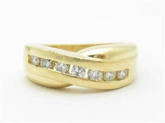 LIV 14k Yellow Gold & Diamonds Channel Design X Band Ring Gift