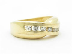 LIV 14k Yellow Gold & Diamonds Channel Design X Band Ring Gift