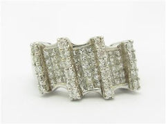 LIV 14k White Gold & Diamonds Invisible Set Design Princess Cut Wide Band Ring Gift