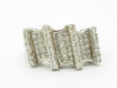 LIV 14k White Gold & Diamonds Invisible Set Design Princess Cut Wide Band Ring Gift