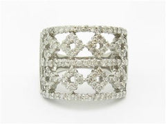 LIV 14k White Gold & Diamonds Wide Design Abstract Band Ring Gift