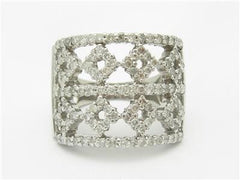 LIV 14k White Gold & Diamonds Wide Design Abstract Band Ring Gift