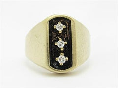 LIV 14k Yellow Gold & Diamonds Men's Design Vintage 16.08mm Wide Band Ring Gift