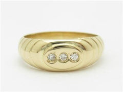 LIV 14k Yellow Gold & Diamonds Cable Design 3 Stone Bezel Band Hand Made Ring Gift