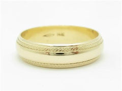 LIV 14k Yellow Gold Mill Grain Design Wide Band Ring Gift