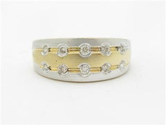 LIV 14k White & Yellow Gold Diamond Satin Finish Design Wide Band Ring