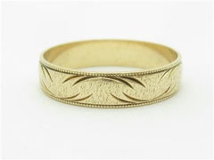 LIV 10k Yellow Gold Diamond Cut Mill Grain Design Vintage Design Band Hand Made Ring