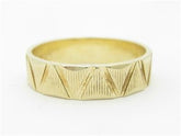 LIV 14k Yellow Gold Zig Zag Design Diamond Cut Band Ring Gift