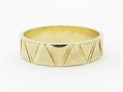 LIV 14k Yellow Gold Zig Zag Design Diamond Cut Band Ring Gift