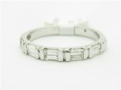 LIV 14k White Gold Genuine Baguette Cut White Diamond Wedding Band Design Ring Gift