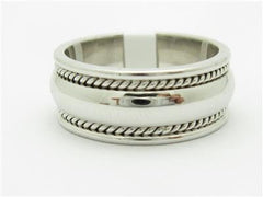 LIV 14k White Gold Wide Rope Finish Design Wedding Band Comfort Fit Ring Bridal Gift