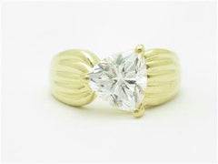 LIV 14k Yellow Gold & Trillion Cut Cubic Zirconia Wide Design Band Ring Bridal Gift