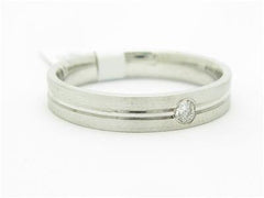 LIV 14k White Gold Genuine Round White Diamond Wedding Band Bezel Design Ring Gift