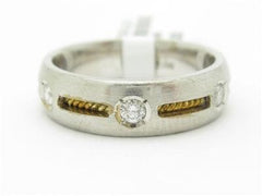 LIV 14k Two Tone Gold Genuine Round White Diamond Wedding Band Station Design Ring