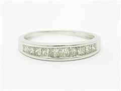 LIV 14k White Gold & Diamonds Princess Cut Design Channel Set Band Hand Made Ring