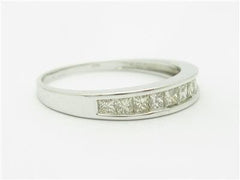 LIV 14k White Gold & Diamonds Princess Cut Design Channel Set Band Hand Made Ring