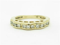 LIV 14kt Yellow Gold & Diamonds Channel Set Design Wave Band Stackable Ring Gift