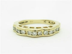 LIV 14kt Yellow Gold & Diamonds Channel Set Design Wave Band Stackable Ring Gift