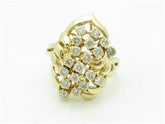 LIV 14k Yellow Gold & Diamonds Cluster Design Wide Prong Set Band Ring Bridal Gift