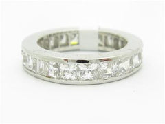 LIV 14k White Gold Simulated White Sapphire Princess Cut Wedding Band Design Ring Gift