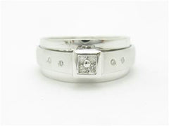 LIV 14k White Gold & Diamonds Modern Design Wide Band With Heart Cut Out Ring Gift