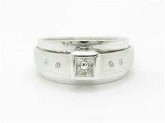 LIV 14k White Gold & Diamonds Modern Design Wide Band With Heart Cut Out Ring Gift