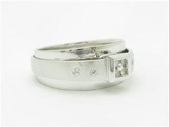 LIV 14k White Gold & Diamonds Modern Design Wide Band With Heart Cut Out Ring Gift