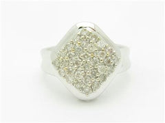 LIV 14k White Gold & Diamonds Pave Design Diamond Shape Band Right Hand Ring Gift