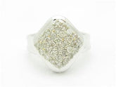 LIV 14k White Gold & Diamonds Pave Design Diamond Shape Band Right Hand Ring Gift