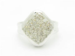 LIV 14k White Gold & Diamonds Pave Design Diamond Shape Band Right Hand Ring Gift