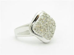 LIV 14k White Gold & Diamonds Pave Design Diamond Shape Band Right Hand Ring Gift