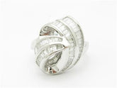 LIV 14k White Gold & Diamonds Baguette Abstract Design Large Cocktail Ring Gift