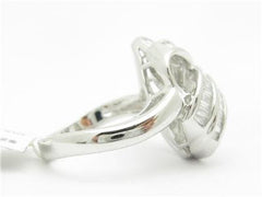 LIV 14k White Gold & Diamonds Baguette Abstract Design Large Cocktail Ring Gift