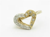 LIV 14k Two Tone Gold & Diamonds Open Heart Design Band Ring