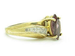 LIV 14k Yellow Gold & Diamond Purple Amethyst Marquee Design Right Hand Band Ring