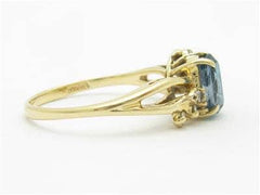 LIV 14k Yellow Gold & Diamond Blue Topaz Oval Shape Right Hand Band Ring Gift