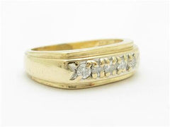 LIV 14k Yellow Gold & Diamond Band Vintage Design Ring Gift