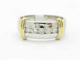 LIV 14k White & Yellow Gold Diamond Channel Set Design Wide Modern Band Ring