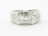 LIV 14k White Gold & Diamond Baguette Channel Set Design Wide Modern Band Ring