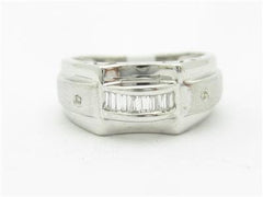 LIV 14k White Gold & Diamond Baguette Channel Set Design Wide Modern Band Ring