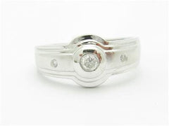 LIV 14k White Gold & Genuine White Diamond Halo Design Bezel Band Ring Gift