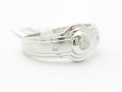 LIV 14k White Gold & Genuine White Diamond Halo Design Bezel Band Ring Gift