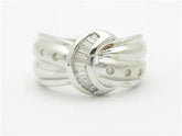 LIV 14k White Gold & Genuine White Diamond Baguette Design Wide Band Ring Gift
