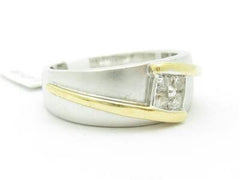 LIV 14k White & Yellow Gold Diamond Wide Design Twist Style Band Ring