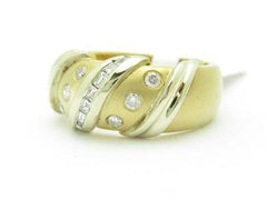 LIV 14k Yellow Gold & Diamond Baguette Abstract Design Wide Wedding Band Ring Gift