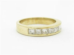 LIV 14k Yellow Gold & Diamond Princess Cut Channel Design Wedding Band Ring Bridal