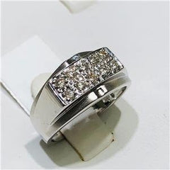 LIV 14k White Gold & Diamonds Pave Design 0.35ct G-SI1 Wide Band Ring Bridal